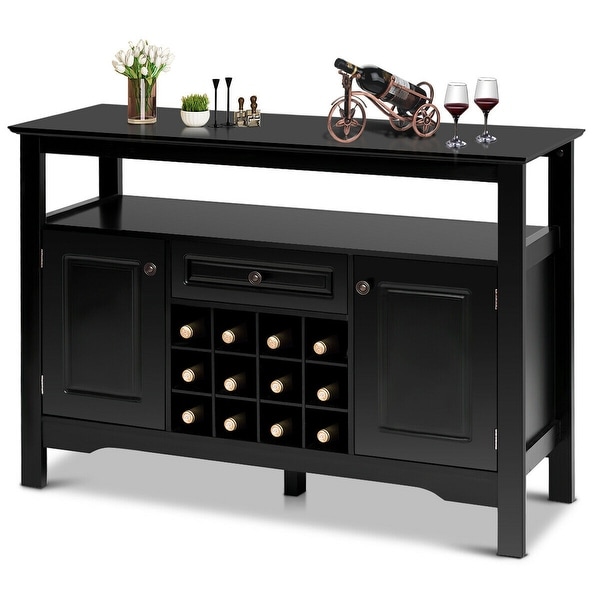Gymax Storage Buffet Sever Cabinet Sideboard Table Wood Wine Rack. Opens flyout.