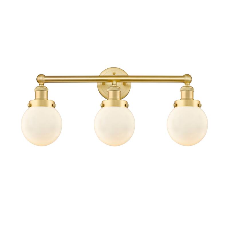 Innovations Lighting 616-3W-10-25 Beacon Vanity Beacon 3 Light 25" - Satin Gold / Matte White / Multi-Colored