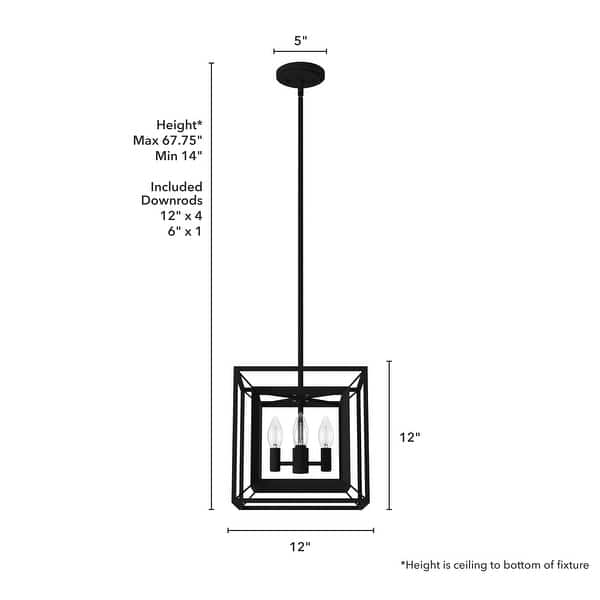 dimension image slide 4 of 5, Hunter Doherty Convertible Pendant/ Semi-Flushmount - Kitchen Island, Entry, Dining - Industrial, Contemporary, Transitional