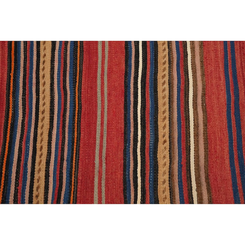 Hand Woven Oriental 100% Wool Carpet Southwestern Geometric Oranges & Rust Kilim Area Rug - 7' 11'' X 5' 2''