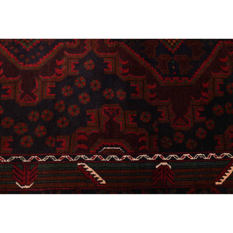 ECARPETGALLERY Hand-knotted Teimani Dark Navy Wool Rug - 4'2 x 6'7