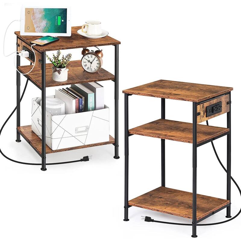 Nightstand with Charging Station - 2PCS