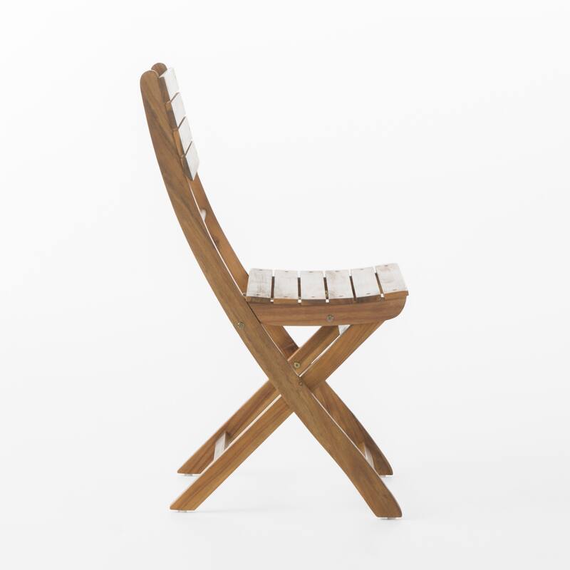Westmount Outdoor 2 Seater Half-Round Folding Acacia Wood Bistro Table Set by Christopher Knight Home