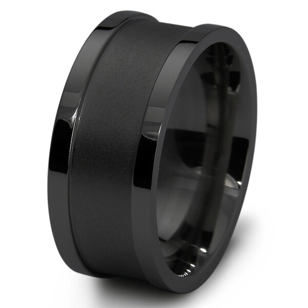 Stainless Steel Black Wide Band