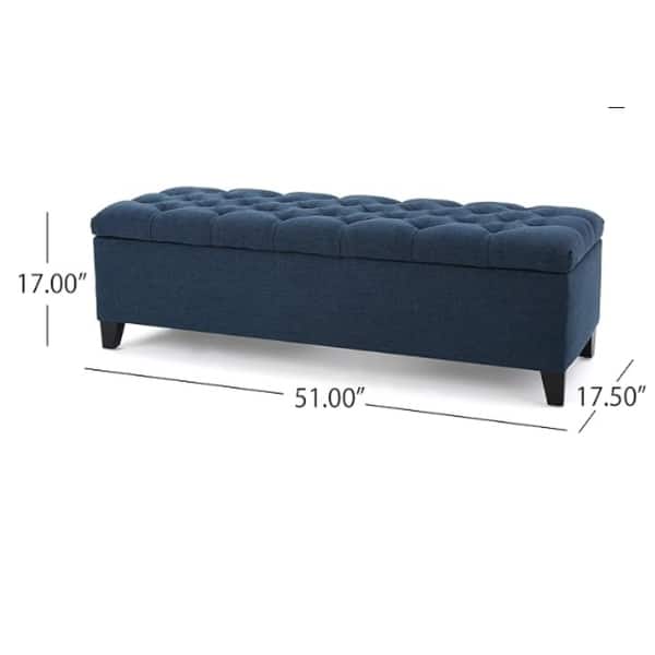 dimension image slide 1 of 3, Christopher Knight Home Contemporary Storage Ottoman with Button Tufting in Fabric, 51 Inches