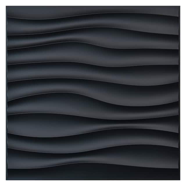 Art3d 3D Wall Panels PVC Wave Design V (32 Sq.Ft) - Black