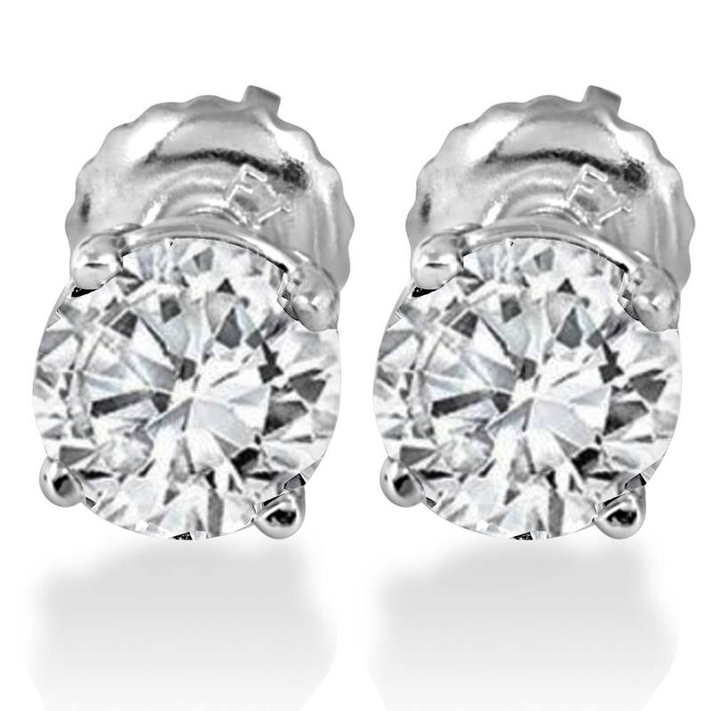 1.25CT Lab Grown Diamond Studs Screw Back White Gold
