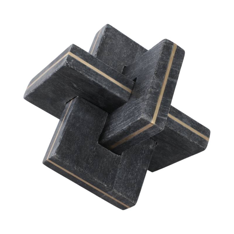 Stone Metal Decorative Object Interlocking Modern Geometric Structure