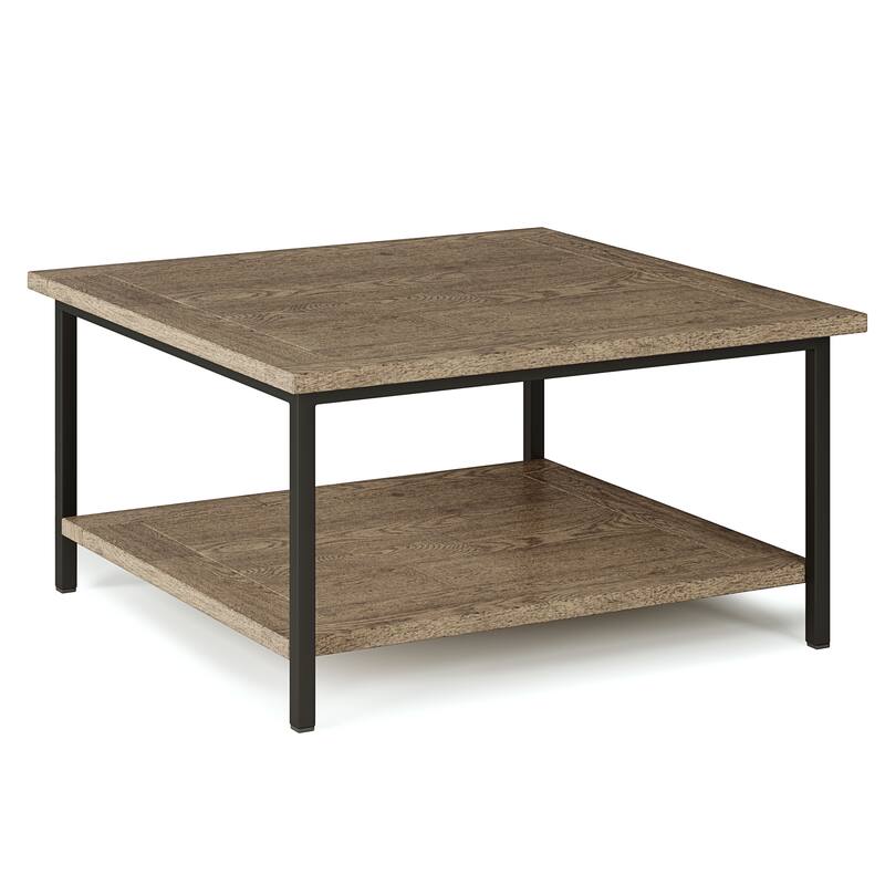 WYNDENHALL Rhonda Solid Mango Wood & Metal Industrial Coffee Table - 34 W x 34 D x 18 H