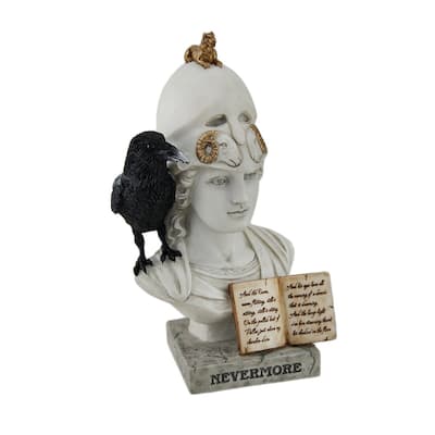 The Raven Nevermore On Pallas Athena Bust Statue - 8.5 X 4.5 X 5.5 inches