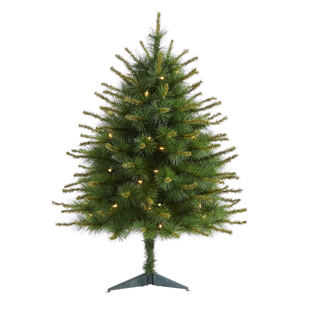 3Ft Artificial Christmas Tree with Lights - Pre-Lit Holiday Decor, Compact Small Tree for Home - Green - 36