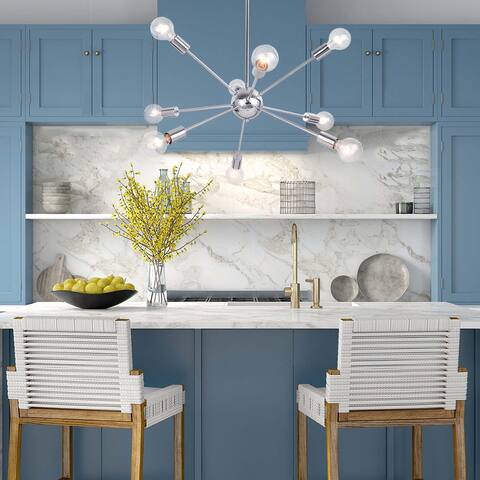 9 - Light Modern Sputnik Sphere Pendant Chandelier - Chrome