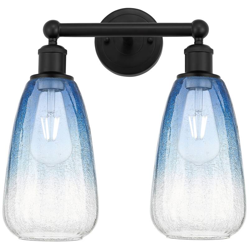 Innovations Lighting Endless Possibilities Edison - Brookhaven Almond - 2 Light 15" Bath Vanity Light - Matte Black/Sapphire Blue