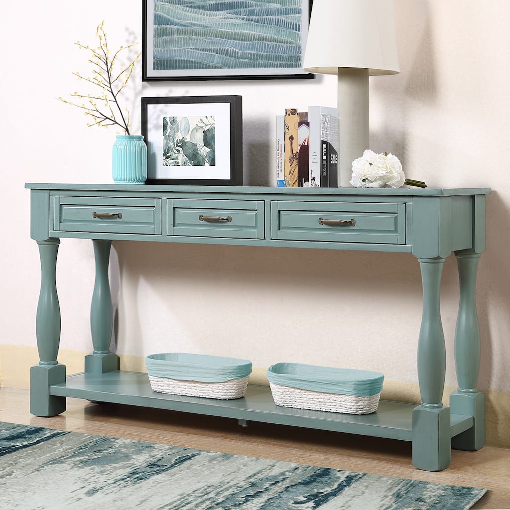 Stylish Tea & Coffee Table Console Table Retro Blue Dressing Table
