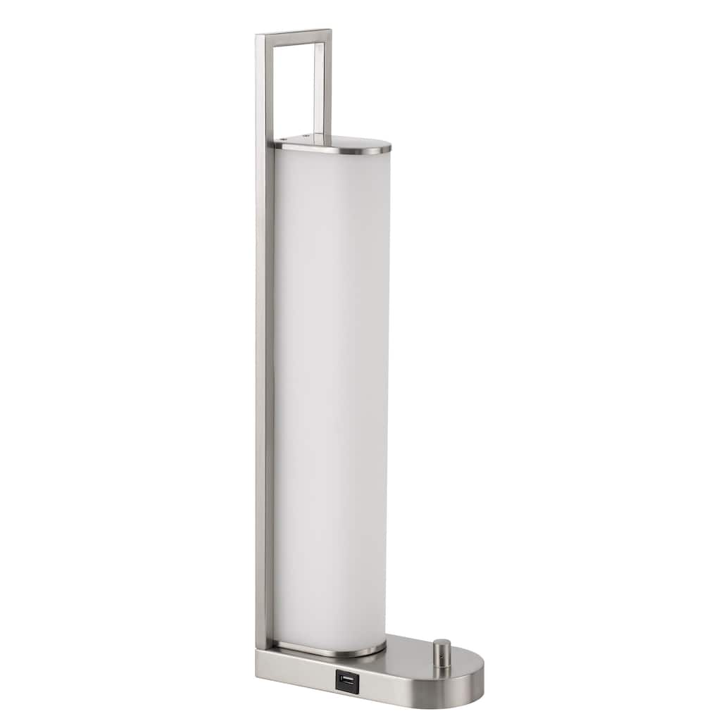 Mora Table Lamp, 2 USB Ports, Dimmer LED Light, Chrome Steel 23 Inch