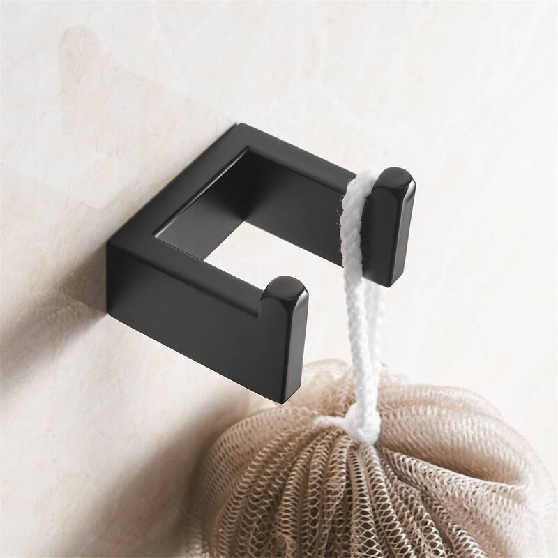 Bathroom Towel Hook SUS304 Stainless Steel Bathroom Robe Hooks Clothes Coat Hook Kitchen Cabinet Closet Sponges Wall Mounted - Matte Black
