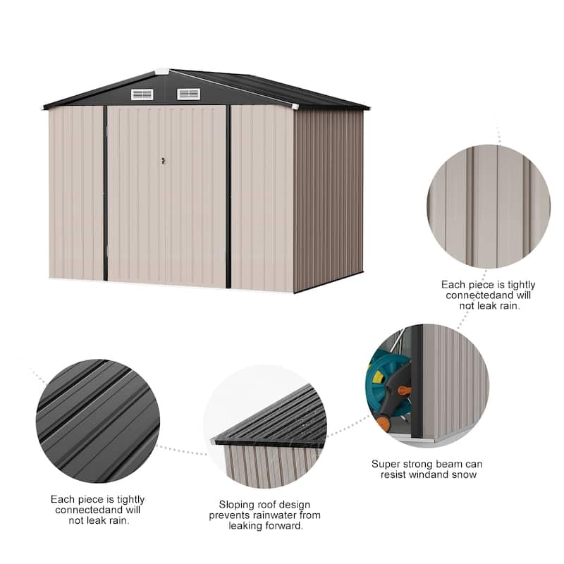 Outdoor Storage Shed with Lockable Doors and Air Vents for Garden