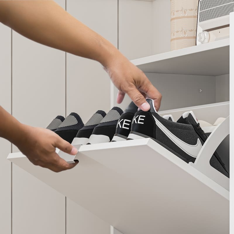 Shoe Cabinet Vertical Shoe Rack with Attached Mirror Compact Design - 31.5"X61.2"