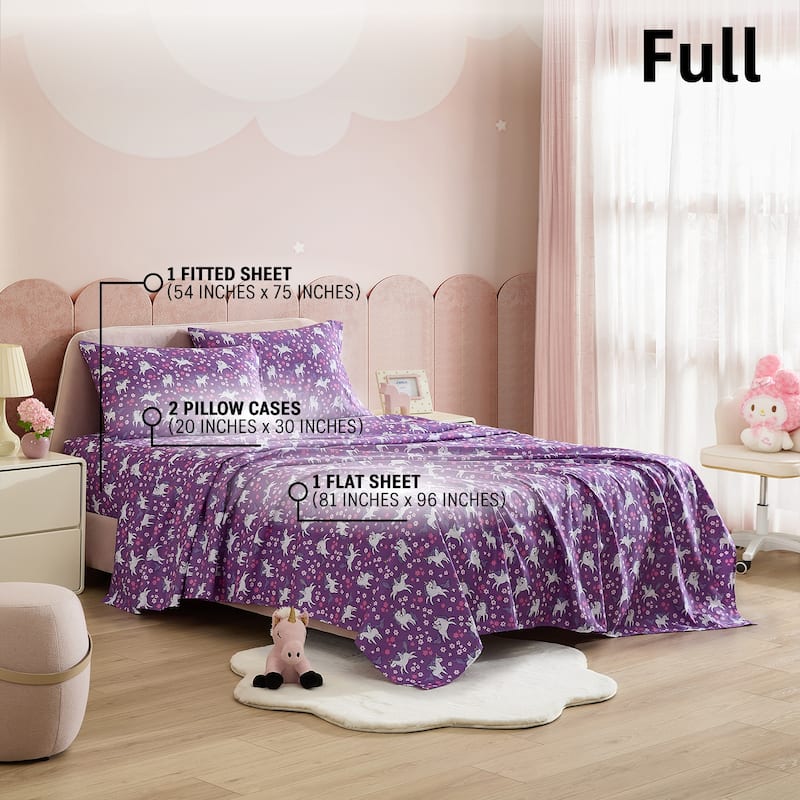 HLC.ME Printed Kids Bed Sheets - Patterned Bed Sheet Set - Wrinkle Resistant & Ultra Soft - For Mattresses up to 15 Inches Deep