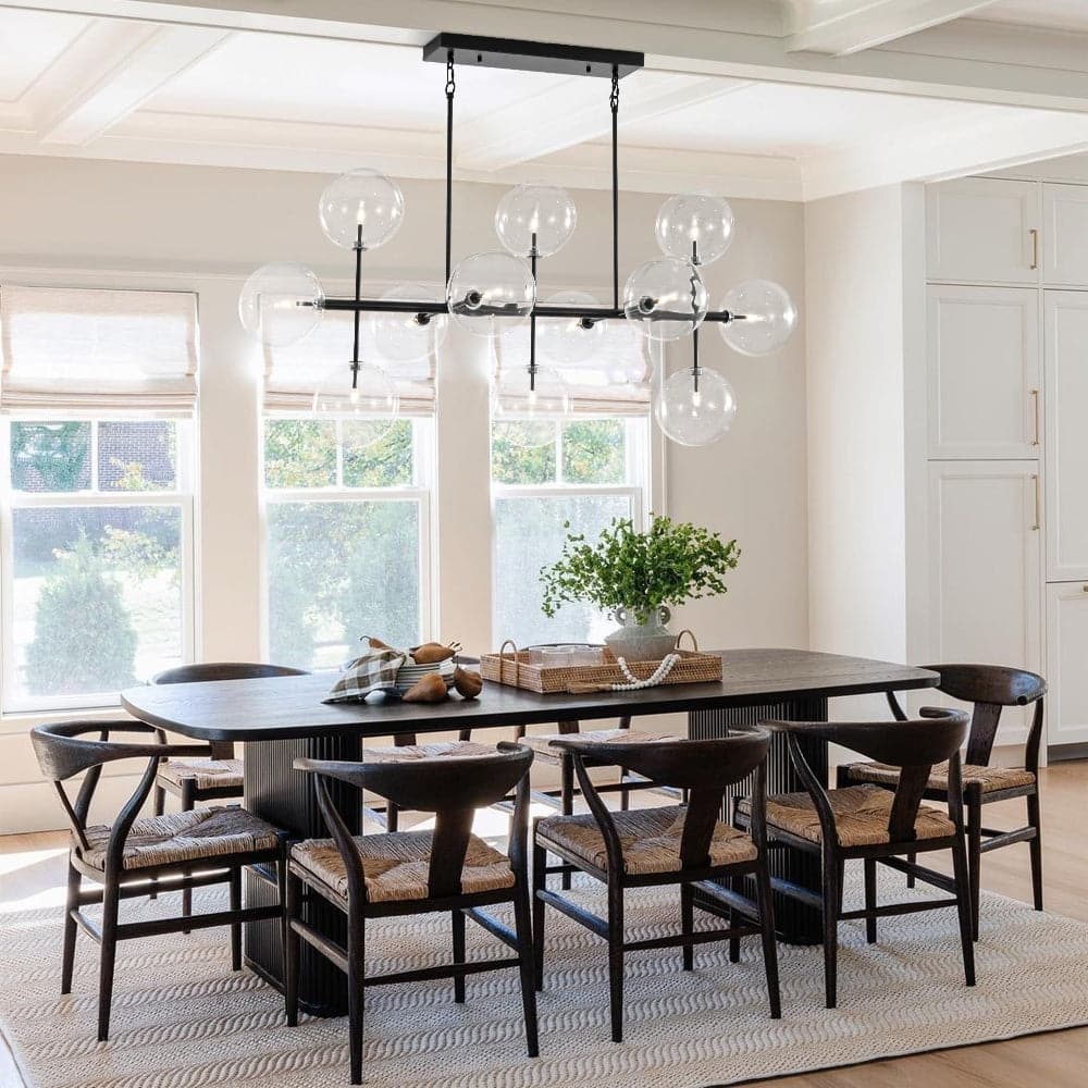 Glam 12-Light Linear Clear Glass Bubble Sputnik Island Chandelier