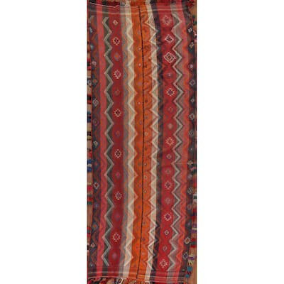 Tribal Kilim Persian Antique Runner Rug Flatweave Wool Carpet - 4'10"x 15'8"