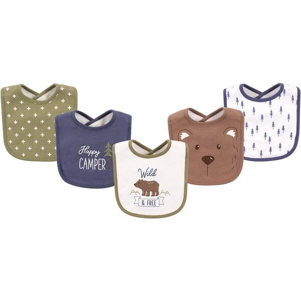slide 1 of 1, Hudson Baby Infant Boy Cotton Bibs 5pk, Bear, One Size - Bear - One Size One Size - Bear