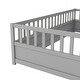 preview thumbnail 26 of 38, Twin Children's Floor Bed Frame with Safety Fence & Door, Wooden Bed for Kids' Play and Sleep, Durable Pine Construction, White