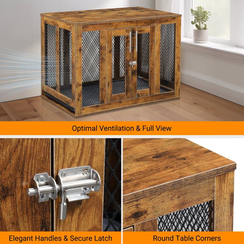 Furniture Dog Crate With Tray For Large Dogs, Indoor Aesthetic Puppy Kennel Pet House Dog Cage With Door