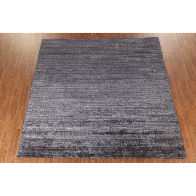 Tribal Gabbeh Oriental Square Rug Hand-Knotted Wool Carpet - 9'8" x 9'9"
