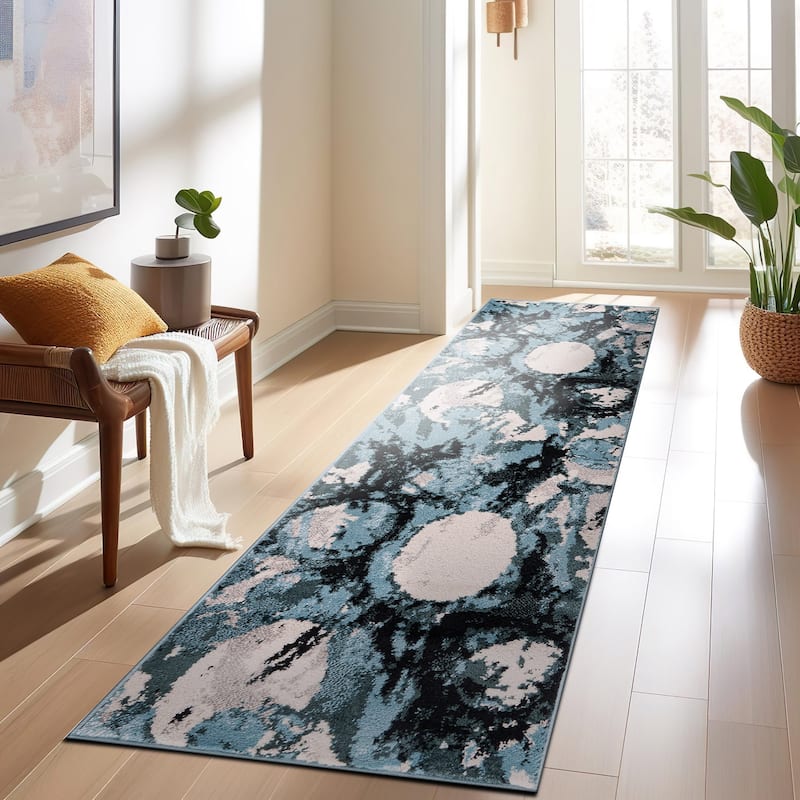 World Rug Gallery Contemporary Abstract Circles Black Area Rug