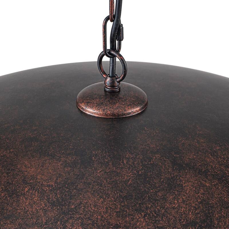 1-Light Black Gold Oversized Metal Dome Pendant Light - 27in