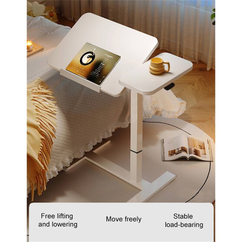 Height-Adjustable Overbed Table with Wheels