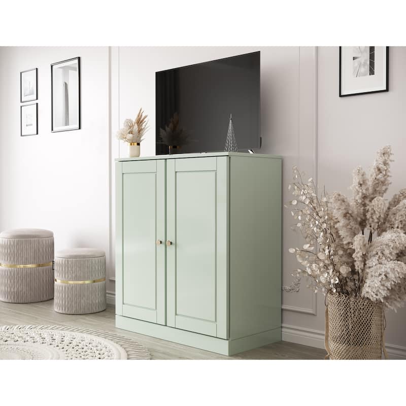 Palace Imports 100% Solid Wood TV Stand with Solid Doors for TVs up to 32" - Sage