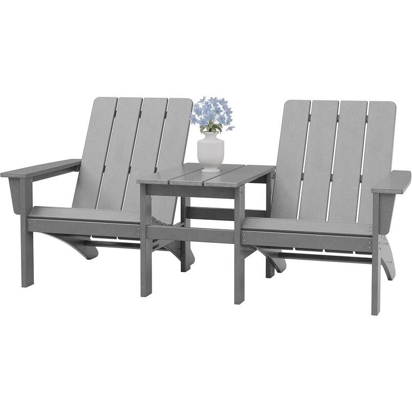 Outdoor Beach Ottoman, Sectional Adirondack Chairs Two Seat with Table - 2-in-1