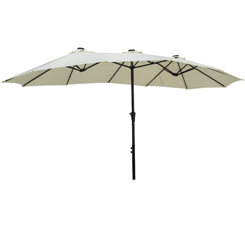 Ainfox 15ft Patio Umbrella with Lights without Base Outdoor Solar Umbrella