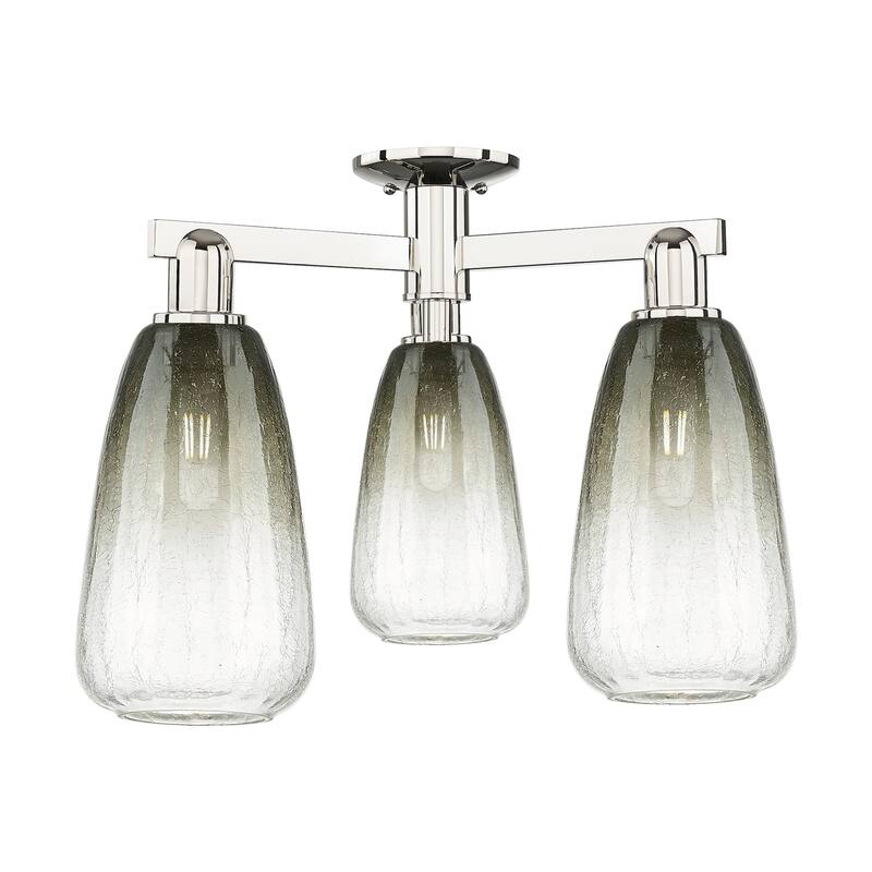 Innovations Lighting 716-3F-15-24 Brookhaven Almond Semi-Flush - Polished Nickel / Slate