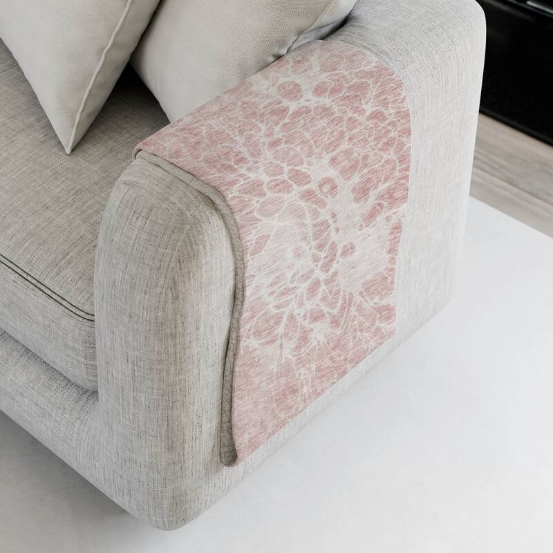 Premium Machine Washable Modern Floral Sherpa Throw Blanket - Pink - 4'2" x 5'10"