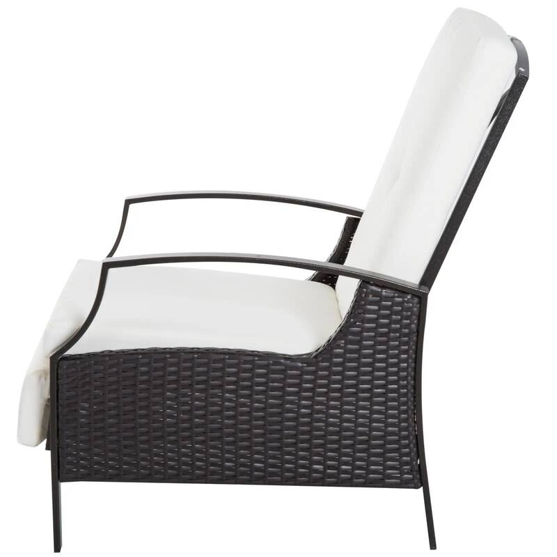 Patio Recliner Chair, PE Wicker with Comfy Cushions, Armrests