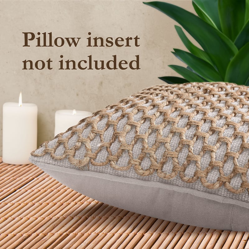Boho Living Jada Braided Cotton/Jute Throw Pillow Covers