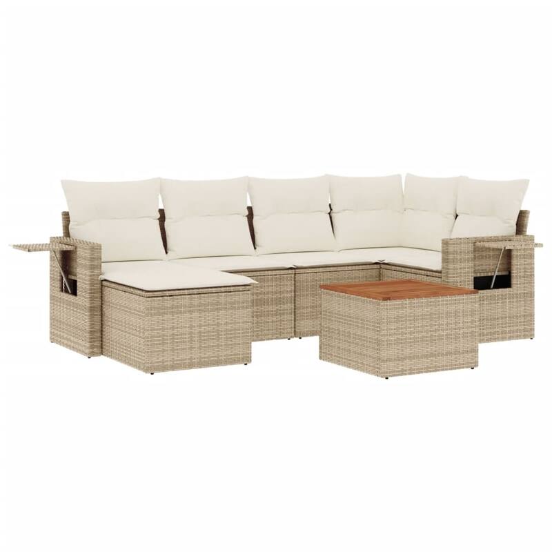 vidaXL Garden Sofa Set 7 Piece with Cushions Outdoor Sofa Set Poly Rattan