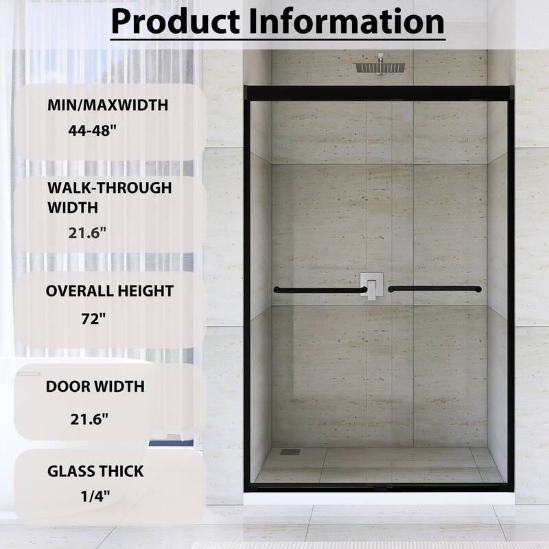 Double Sliding Framed Shower Door in Matte Black Finish