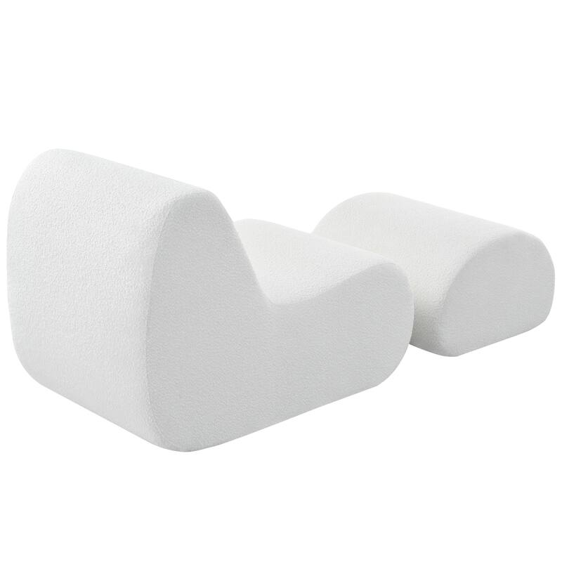 Elegant Accent Chair with Ottoman,Stylish Curved Design and Minimalist Lines for Ultimate Comfort, High-Resilience Foam