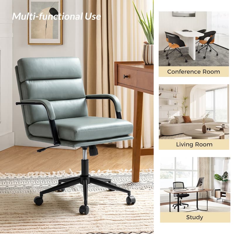 Joseph Modern Task Faux Leather Chair with Tilt Lock and Center Tilt by HULALA HOME