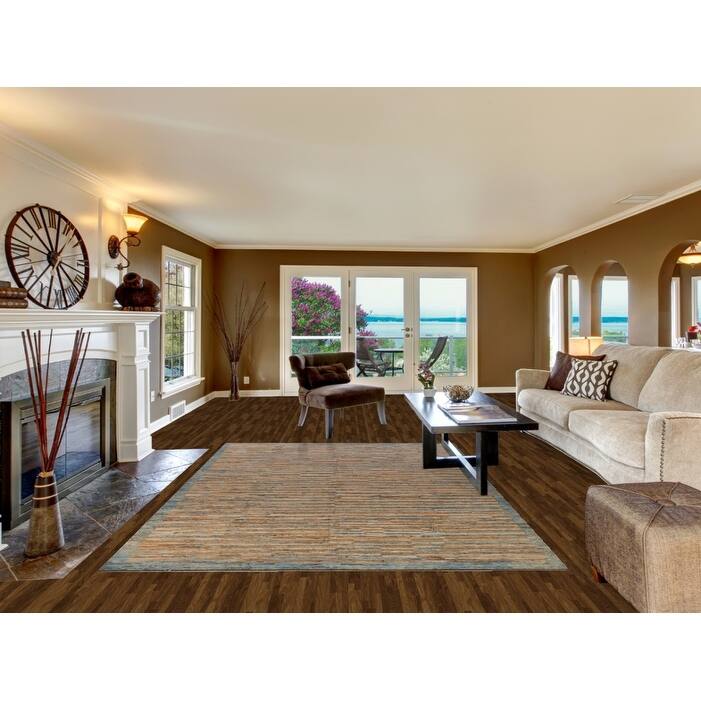 Striped Moroccan Oriental Area Rug Handmade Wool Carpet - 6'9" x 9'9"