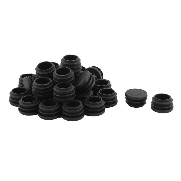 Plastic Round Shaped Desk Table Chair Floor Protector Tube Insert Black 30 Pcs