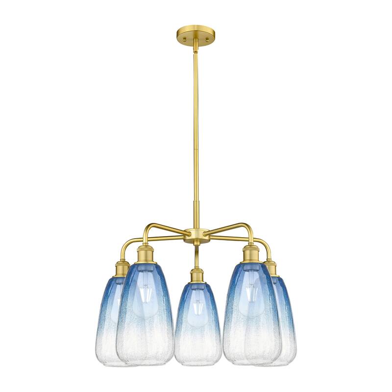 Innovations Lighting Endless Possibilities Ballston - Brookhaven Almond - 5 Light 25" Stem Hung Chandelier - Satin Gold/Sapphire Blue