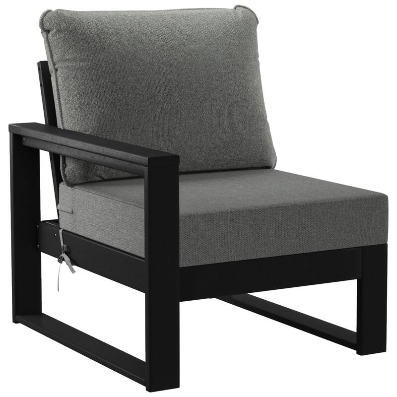 Endless Patio Deep Seating Left Arm Chair with Black Frame - Black/Gray