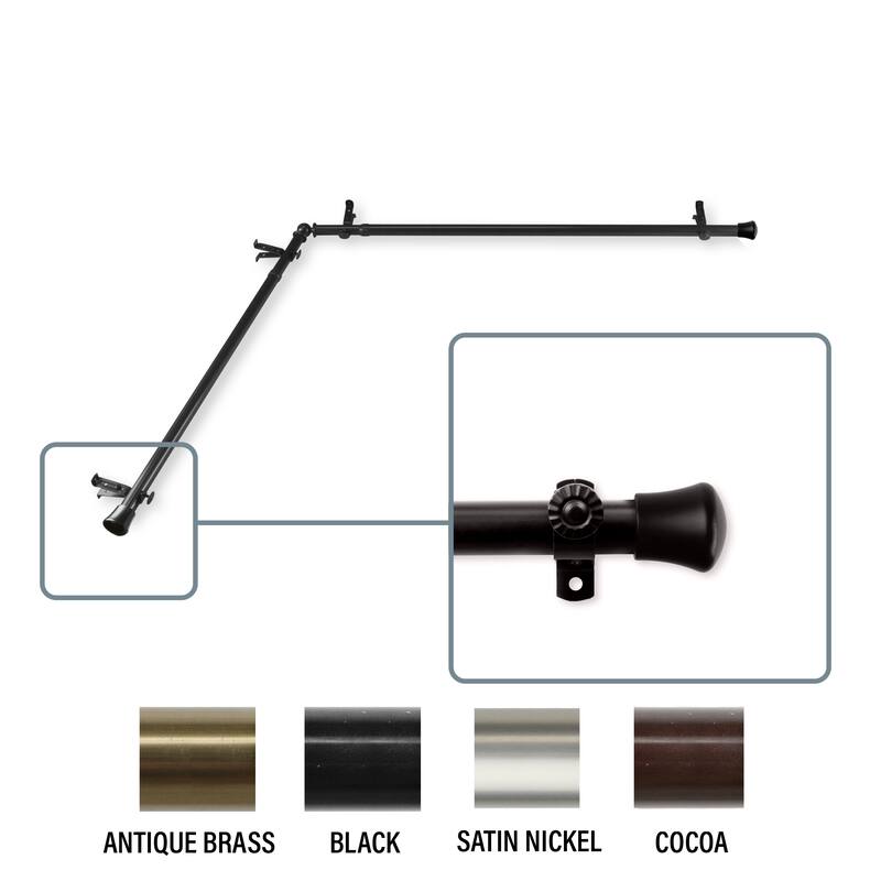 InStyleDesign 13/16" Single Corner Curtain Rod - 48 to 84 inches - Black