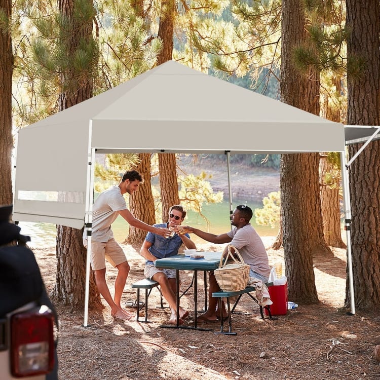 17 x 10 Feet Foldable Pop Up Canopy with Adjustable Dual Awnings - 17' x 10' x 10' (L x W x H)