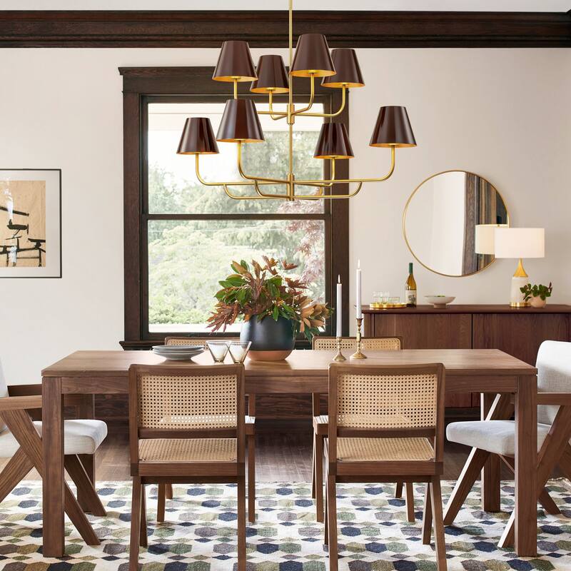 8-Light Mid-Century Modern Oversized 2-Tier Chandelier Cone Sputnik Pendant Chandelier